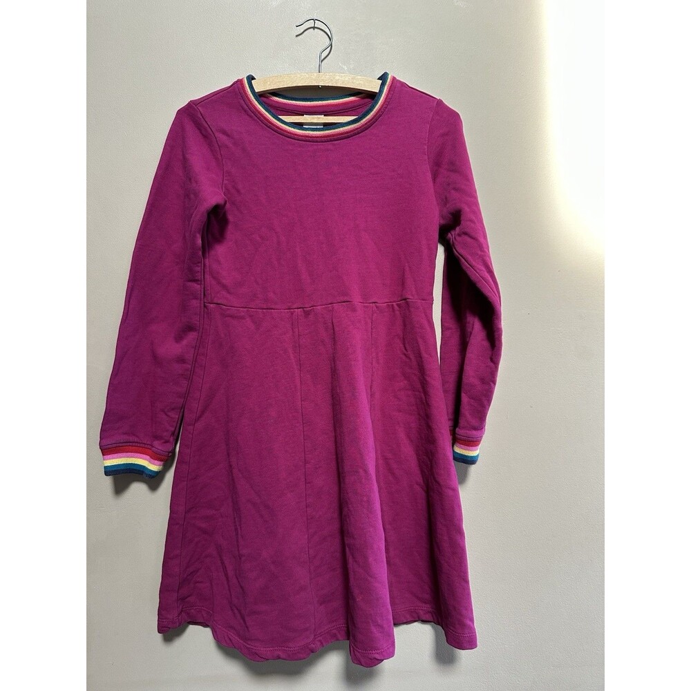 Hanna Andersson Sz 12 Pink Cotton Rainbow Cuff Sweatshirt Dress Girls‎ 150 Thick
